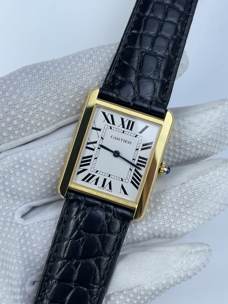 (준비완료/특급배송)NO.2839/K11공장 까르띠에 탱크솔로 27MM 가죽 옐로우골드